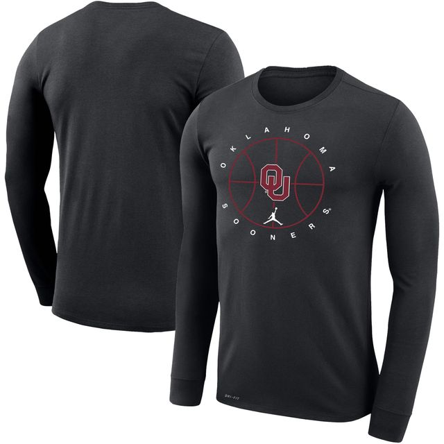 T-shirt à manches longues Jordan Brand noir Oklahoma Sooners Basketball Icon Legend Performance pour hommes