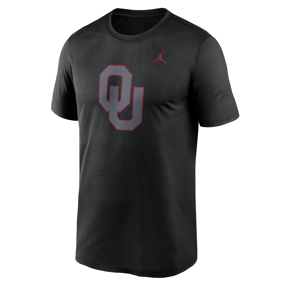 T-shirt Jordan Brand noir pour homme, logo Legend Performance des Oklahoma Sooners