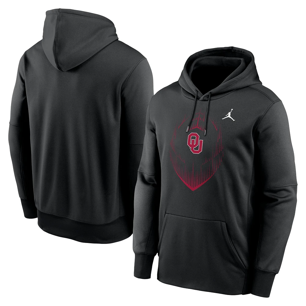 Sweat à capuche Jordan Brand noir pour homme Oklahoma Sooners Icon Football Performance