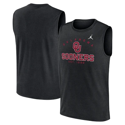 Débardeur Jordan Brand noir pour homme, motif mascotte Primetime Legend Lock Up Performance Muscle, Oklahoma Sooners
