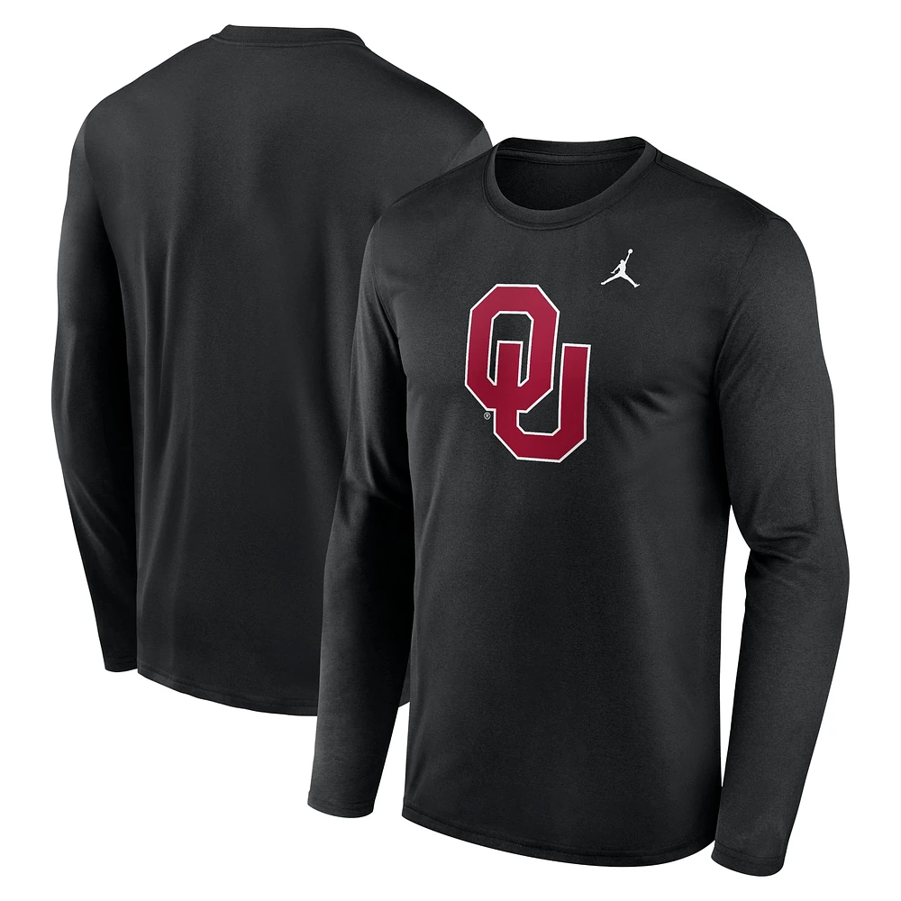 Men's Jordan Brand Black Oklahoma Sooners Primetime Primary Legend Long Sleeve T-Shirt