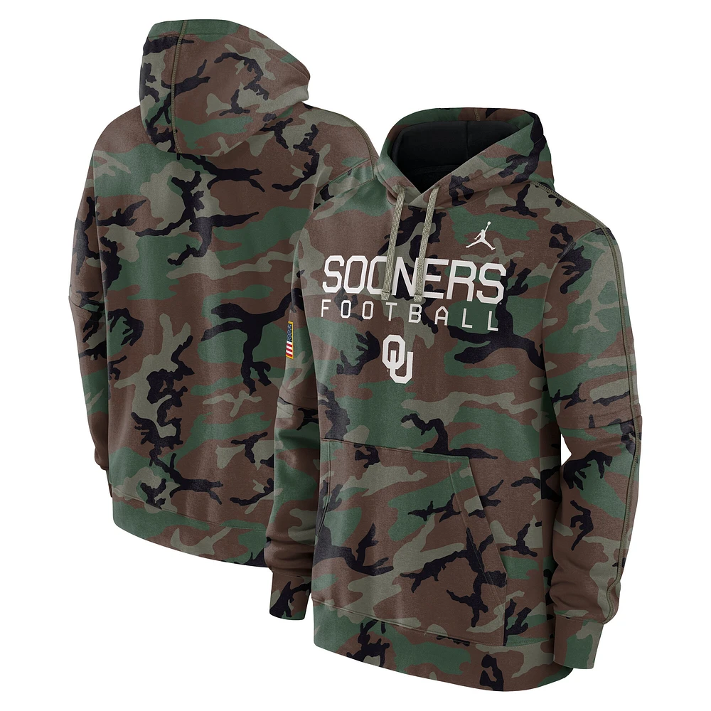 Sweat à capuche en polaire camouflage Jordan Brand Oklahoma Sooners 2024 Military Appreciation Club pour homme