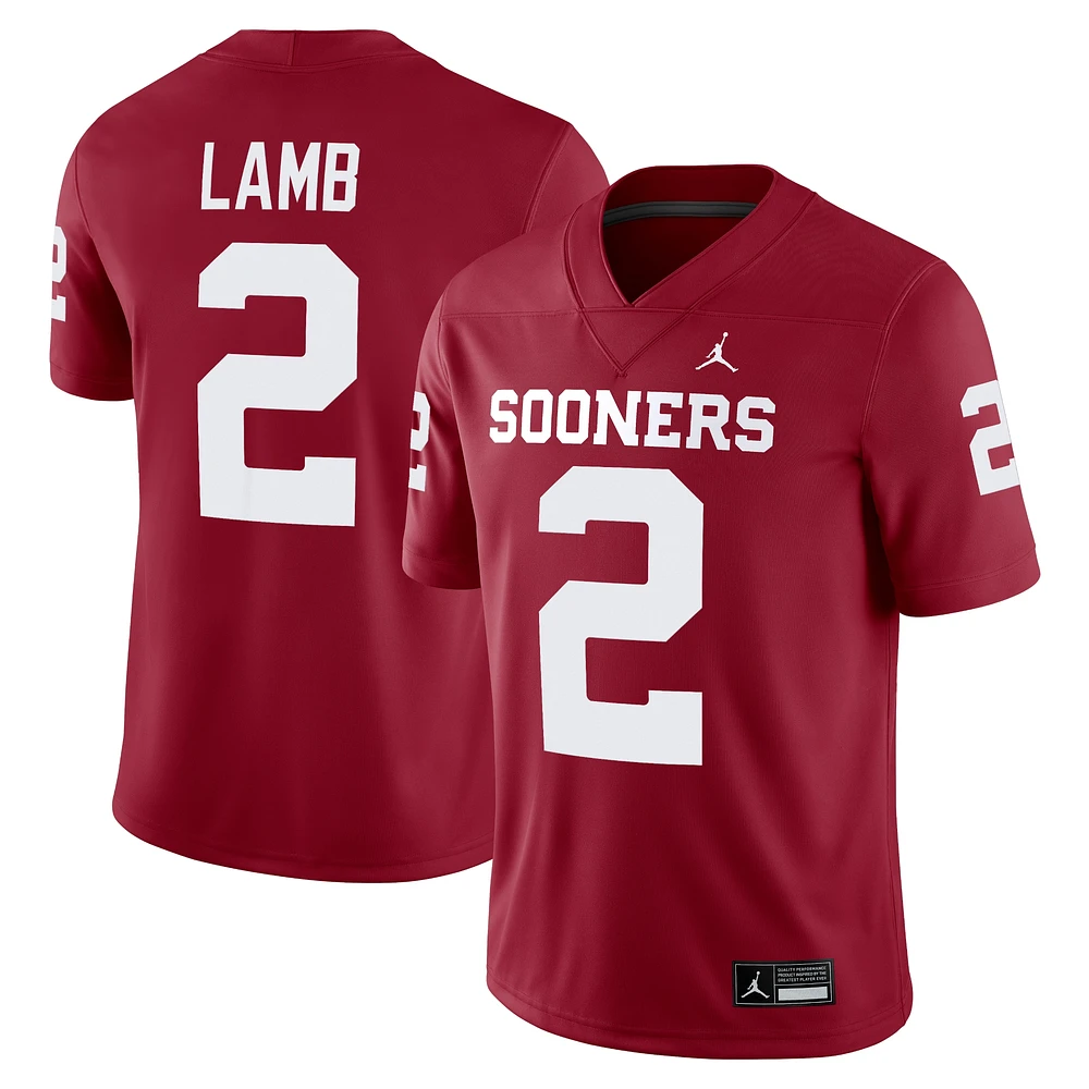 Men's Jordan Brand CeeDee Lamb Crimson Oklahoma Sooners Alumni Player Game Jersey