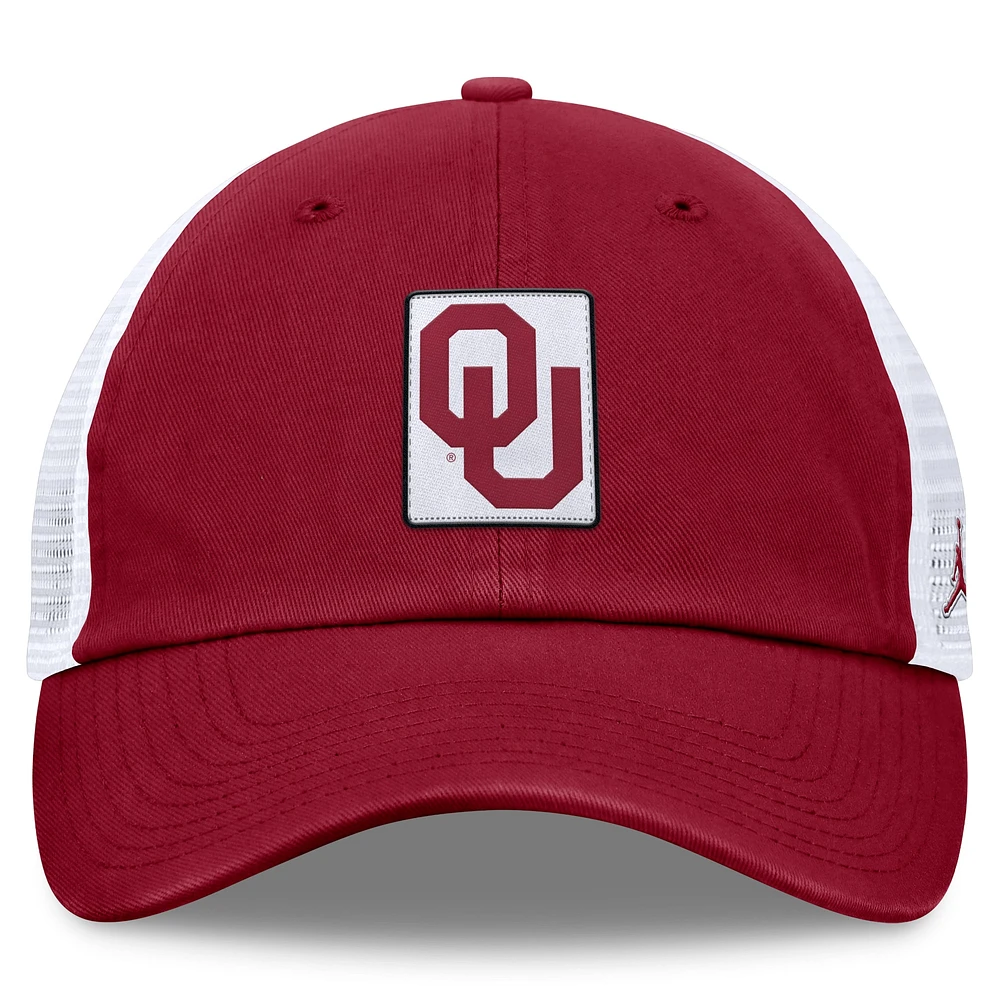 Casquette réglable Jordan Brand pour homme, cramoisi/blanc, Oklahoma Sooners Primetime Club Trucker