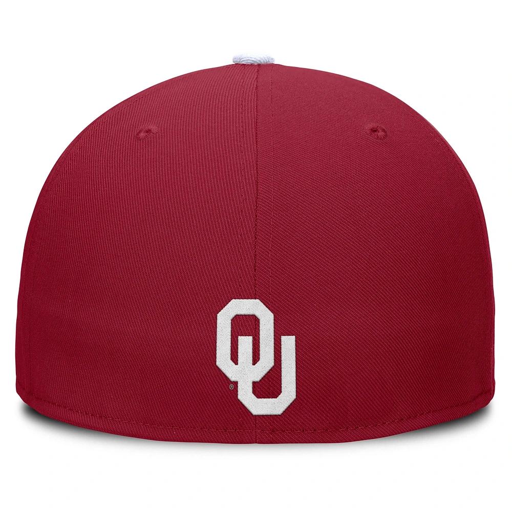 Men's Jordan Brand Crimson/White Oklahoma Sooners Two-Tone Primetime Performance Fitted Hat