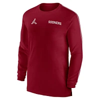 Men's Jordan Brand Crimson Oklahoma Sooners 2024 Sideline Coach UV Performance Long Sleeve T-Shirt