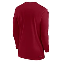 Men's Jordan Brand Crimson Oklahoma Sooners 2024 Sideline Coach UV Performance Long Sleeve T-Shirt