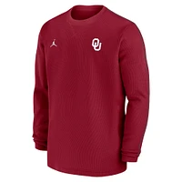 Men's Jordan Brand Crimson Oklahoma Sooners 2024 Sideline Coaches Long Sleeve Top