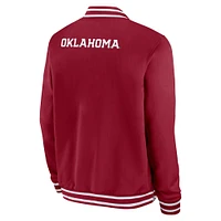 Veste aviateur entièrement zippée Jordan Brand Crimson Oklahoma Sooners 2024 Sideline pour homme