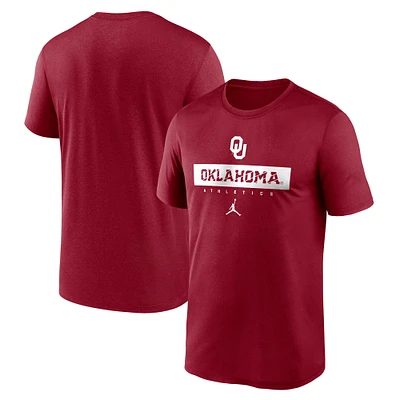 Men's Jordan Brand Crimson Oklahoma Sooners 2024 Sideline Legend Performance  T-Shirt