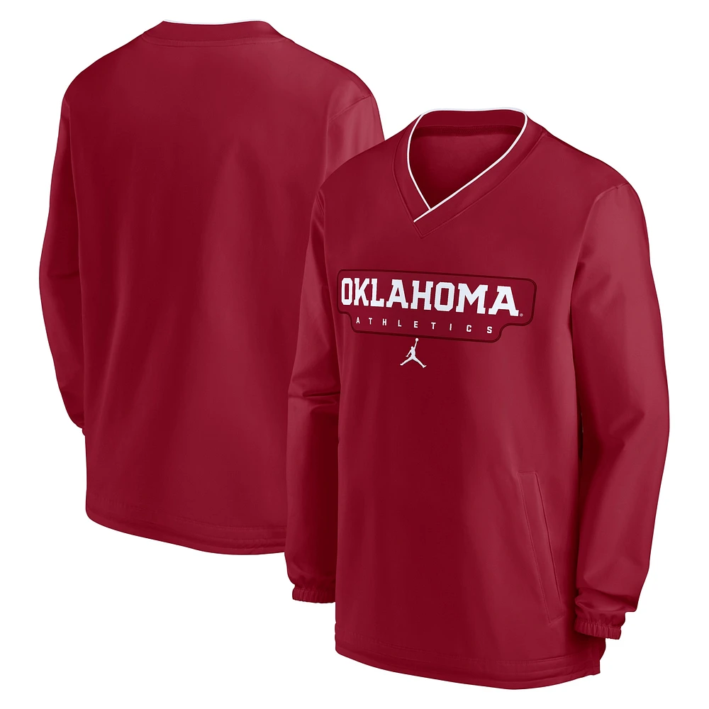 Men's Jordan Brand Crimson Oklahoma Sooners 2024 Sideline Pullover Windshirt