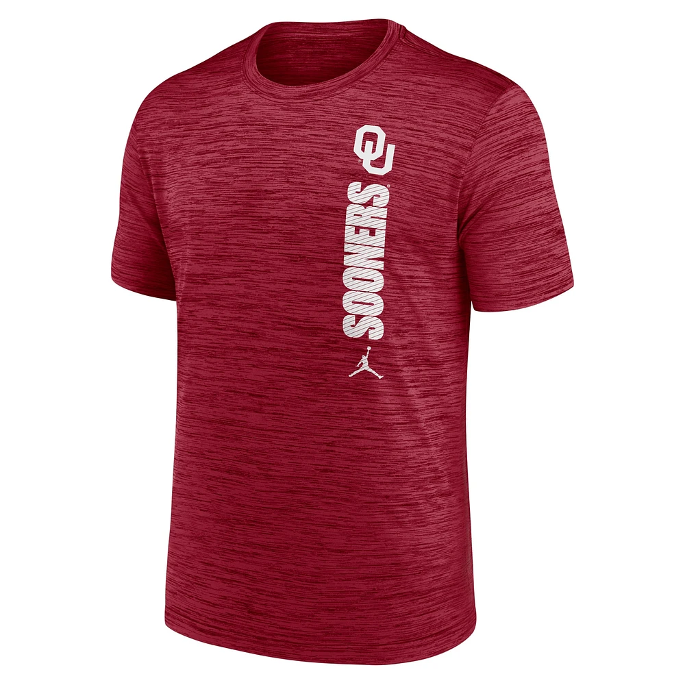 Men's Jordan Brand Crimson Oklahoma Sooners 2024 Sideline Velocity Performance  T-Shirt