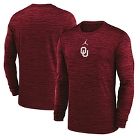 Men's Jordan Brand Crimson Oklahoma Sooners 2025 Sideline Velocity Performance Long Sleeve T-Shirt