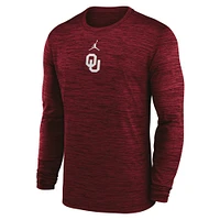 Men's Jordan Brand Crimson Oklahoma Sooners 2025 Sideline Velocity Performance Long Sleeve T-Shirt