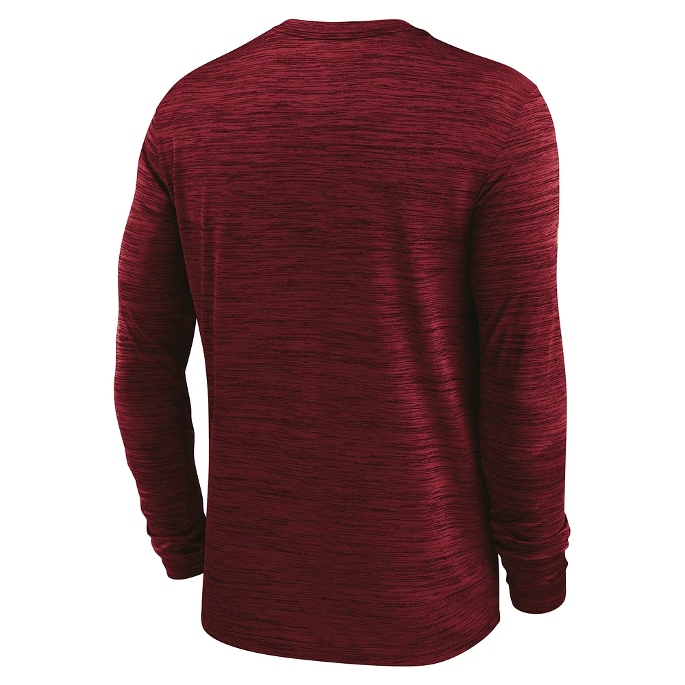 Men's Jordan Brand Crimson Oklahoma Sooners 2025 Sideline Velocity Performance Long Sleeve T-Shirt