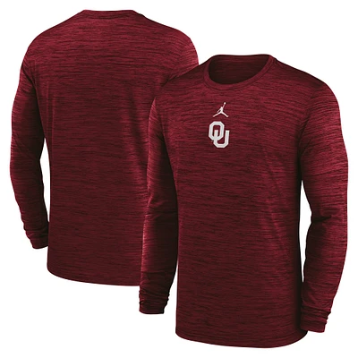 Men's Jordan Brand Crimson Oklahoma Sooners 2025 Sideline Velocity Performance Long Sleeve T-Shirt