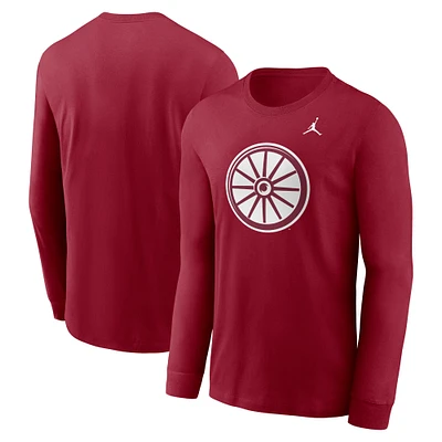 T-shirt à manches longues avec logo alternatif Jordan Brand Crimson Oklahoma Sooners pour hommes