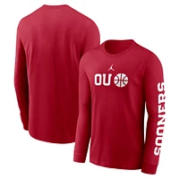 T-shirt à manches longues Jordan Brand Crimson Oklahoma Sooners Basketball Icon Two-Hit pour homme