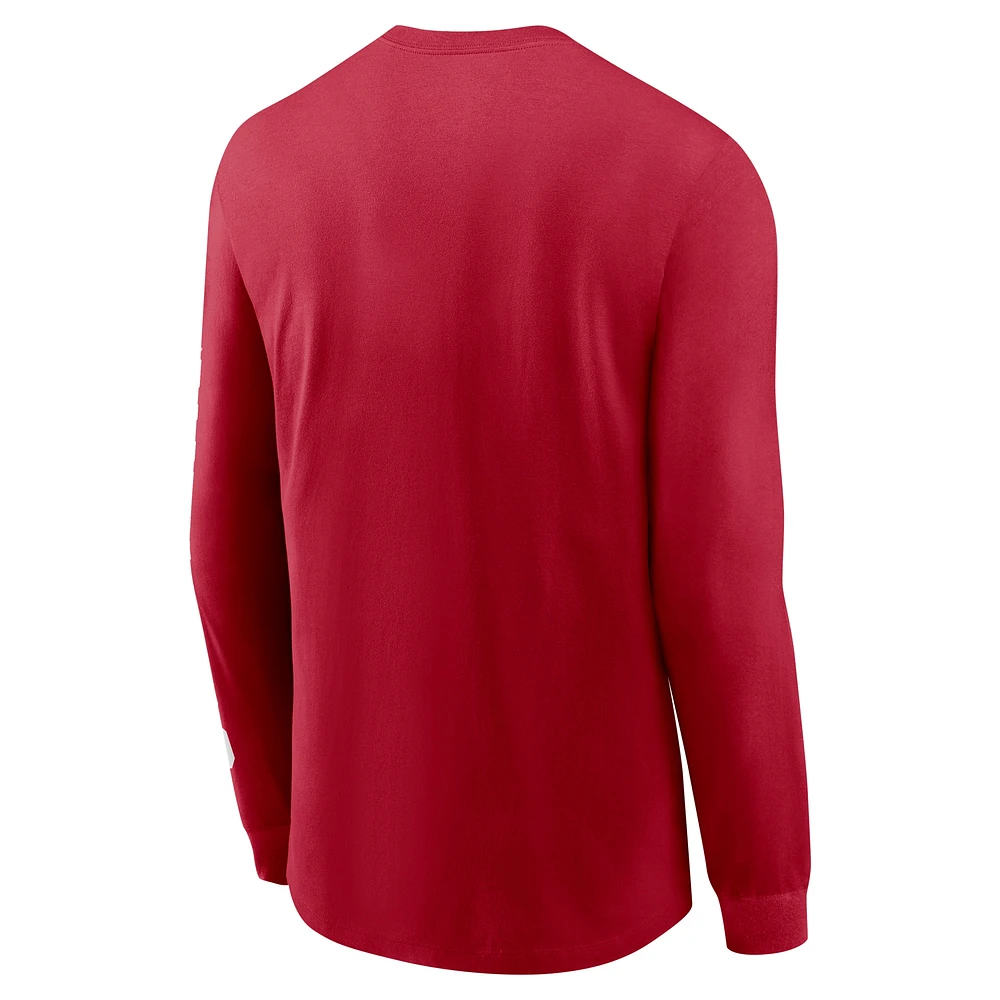 Men's Jordan Brand  Crimson Oklahoma Sooners Basketball Icon Two-Hit Long Sleeve T-Shirt