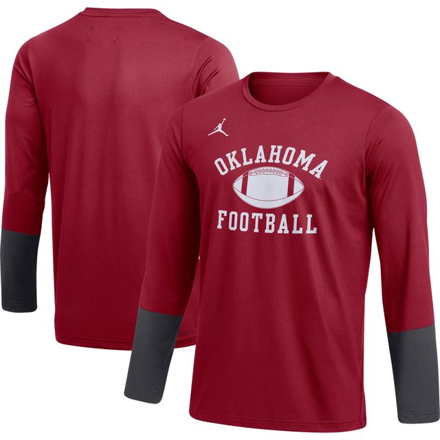 T-shirt à manches longues Jordan Brand Oklahoma Sooners Football Performance pour homme