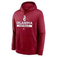 Men's Jordan Brand Crimson Oklahoma Sooners Football Stack Club Fleece Pullover Hoodie