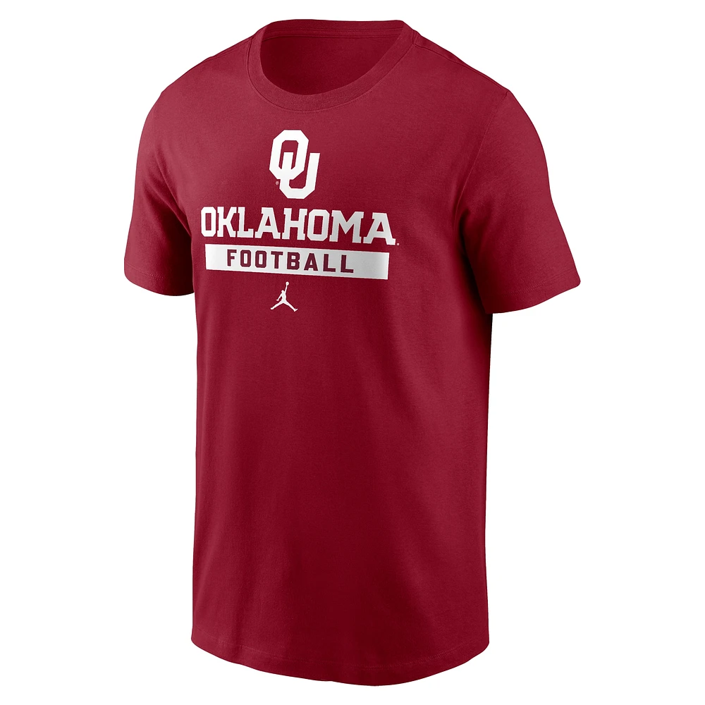 T-shirt de football Jordan Brand Crimson Oklahoma Sooners pour hommes