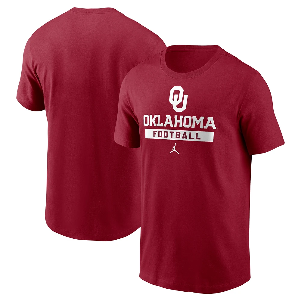 T-shirt de football Jordan Brand Crimson Oklahoma Sooners pour hommes