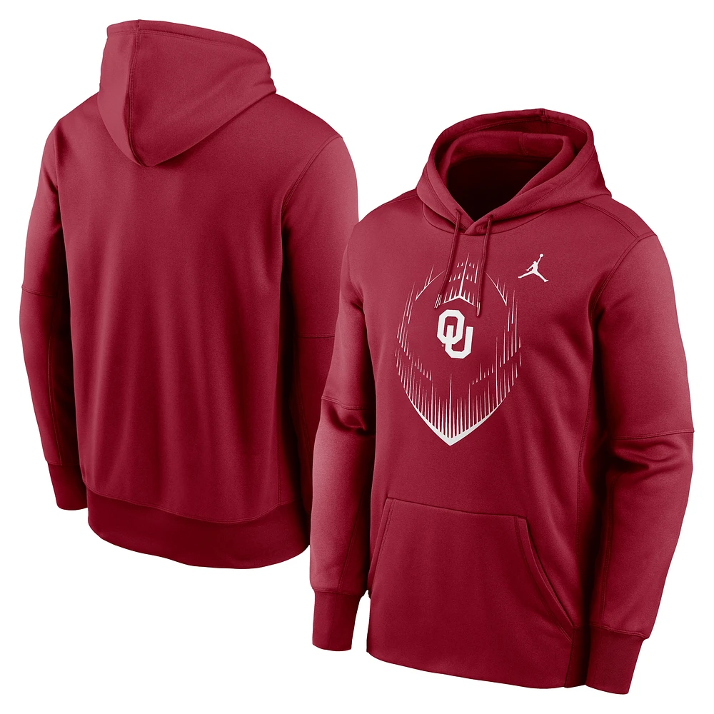 Men's Jordan Brand Crimson Oklahoma Sooners Icon Football Performance Pullover Hoodie