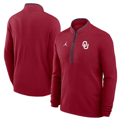 Pull léger à demi-zip Jordan Brand Crimson Oklahoma Sooners pour homme