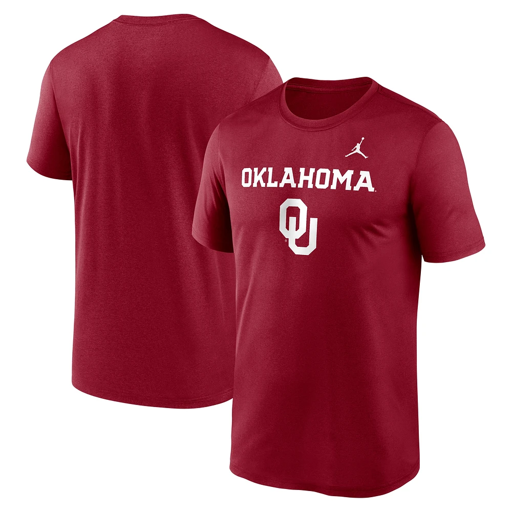 T-shirt Jordan Brand Crimson Oklahoma Sooners Lockup Legend Performance pour homme