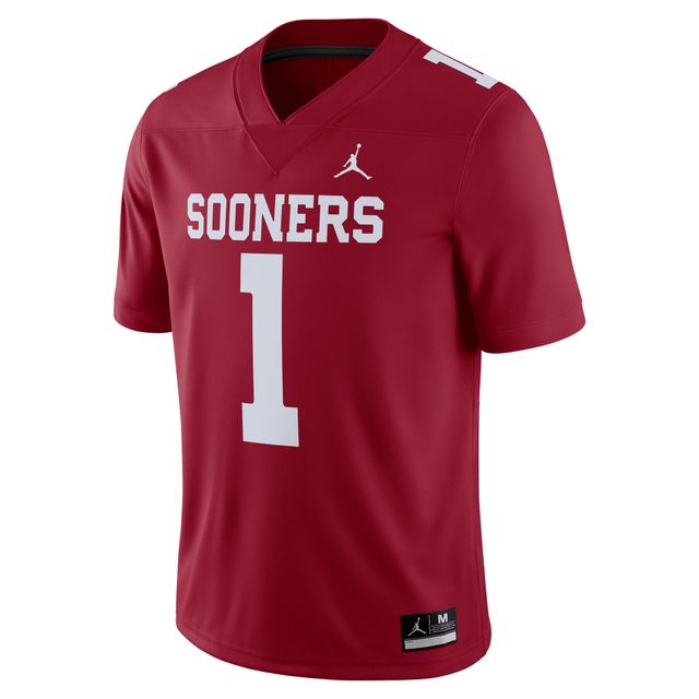 Maillot de match à domicile #1 Jordan Brand Crimson Oklahoma Sooners pour hommes