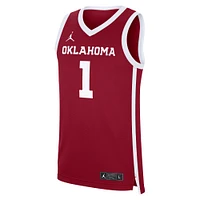 Men's Jordan Brand Crimson Oklahoma Sooners #1 Road Replica Basketball Jersey