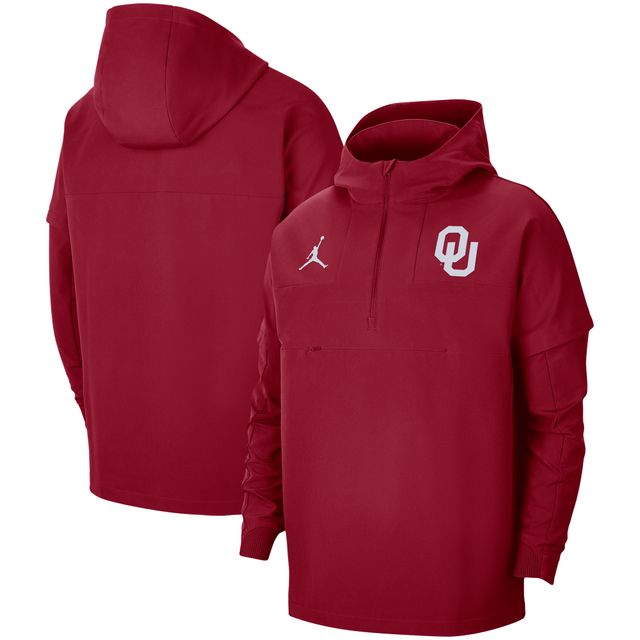 Sweat à capuche demi-zip Jordan Brand Crimson Oklahoma Sooners Pregame pour hommes