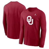 Men's Jordan Brand Crimson Oklahoma Sooners Primary Logo Long Sleeve T-Shirt