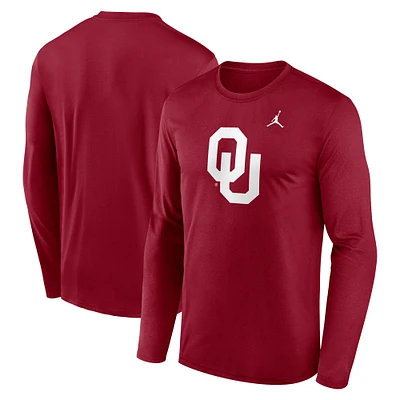 Men's Jordan Brand Crimson Oklahoma Sooners Primetime Primary Legend Long Sleeve T-Shirt