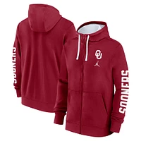 Sweat à capuche entièrement zippé Jordan Brand Crimson Oklahoma Sooners Primetime Primary Mascot pour homme