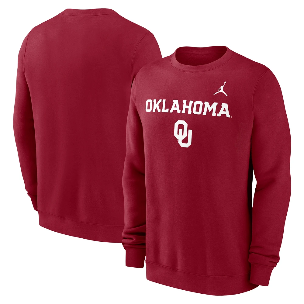 Men's Jordan Brand Crimson Oklahoma Sooners Primetime Primary Stack Pullover Sweatshirt