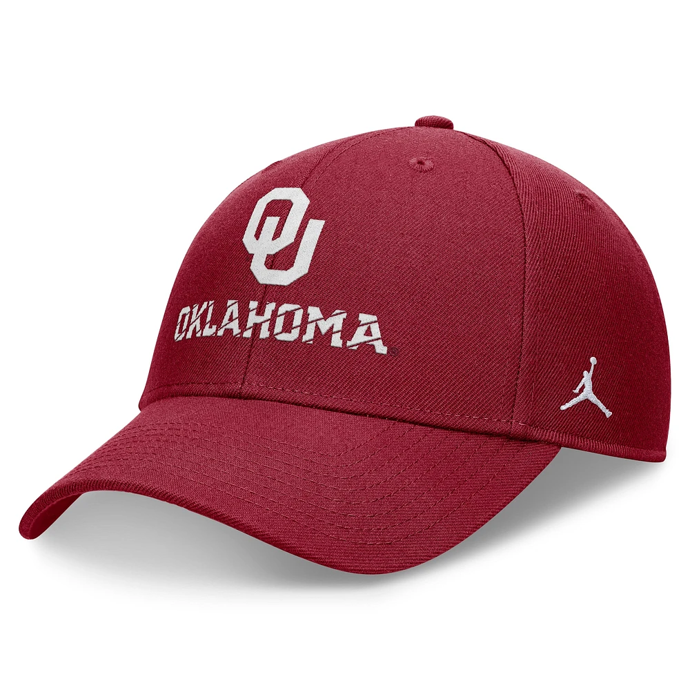 Casquette réglable Jordan Brand Crimson Oklahoma Sooners Primetime Rise pour hommes