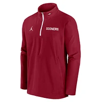 Veste Jordan Brand Crimson pour homme Oklahoma Sooners Sideline Coaches à fermeture éclair quart de tour