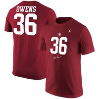 Men's Jordan Brand Crimson Oklahoma Sooners Steve Owens Jersey T-Shirt