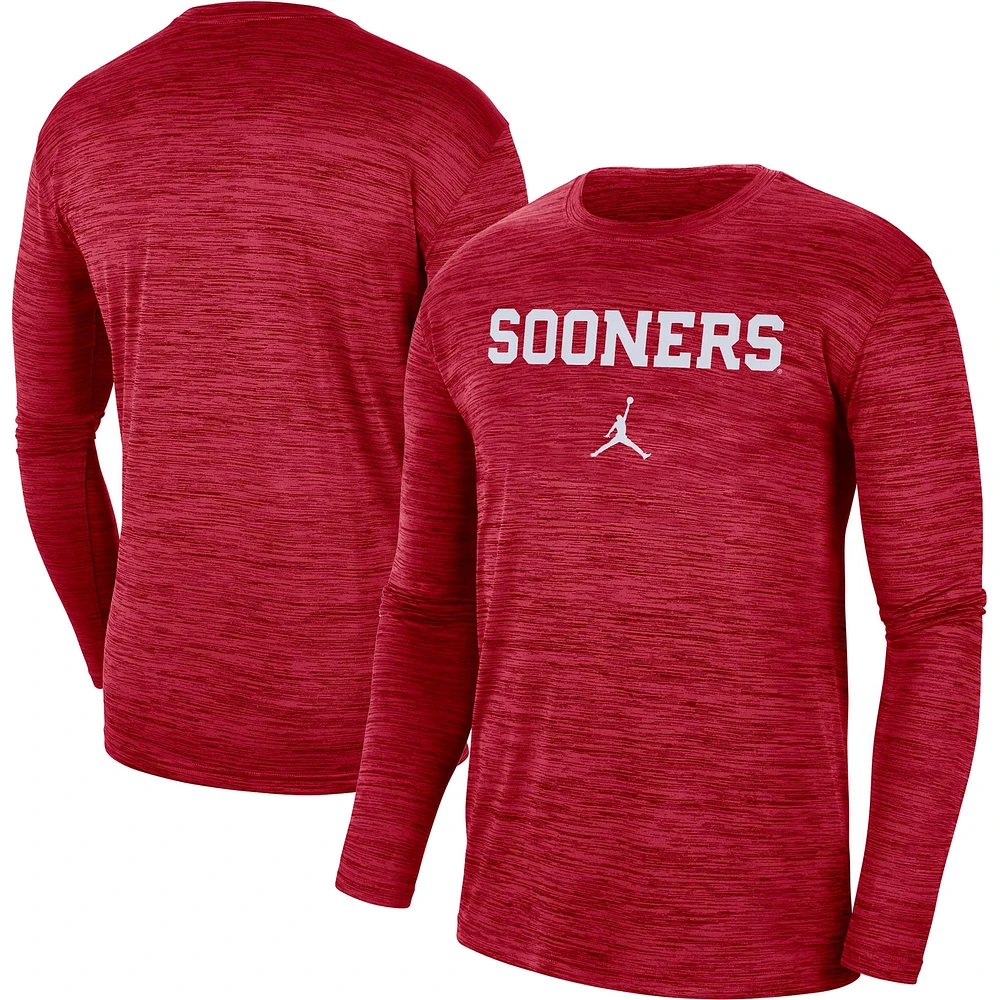 Men's Jordan Brand Crimson Oklahoma Sooners Team Velocity Performance Long Sleeve T-Shirt