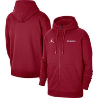 Men's Jordan Brand Crimson Oklahoma Sooners Travel Fleece Full-Zip Hoodie