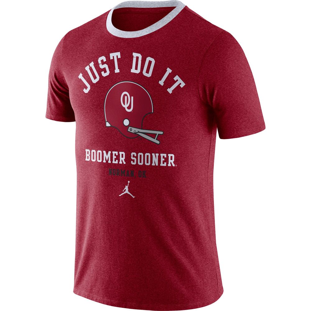 Men's Jordan Brand Crimson Oklahoma Sooners Vault Helmet Team Tri-Blend T-Shirt