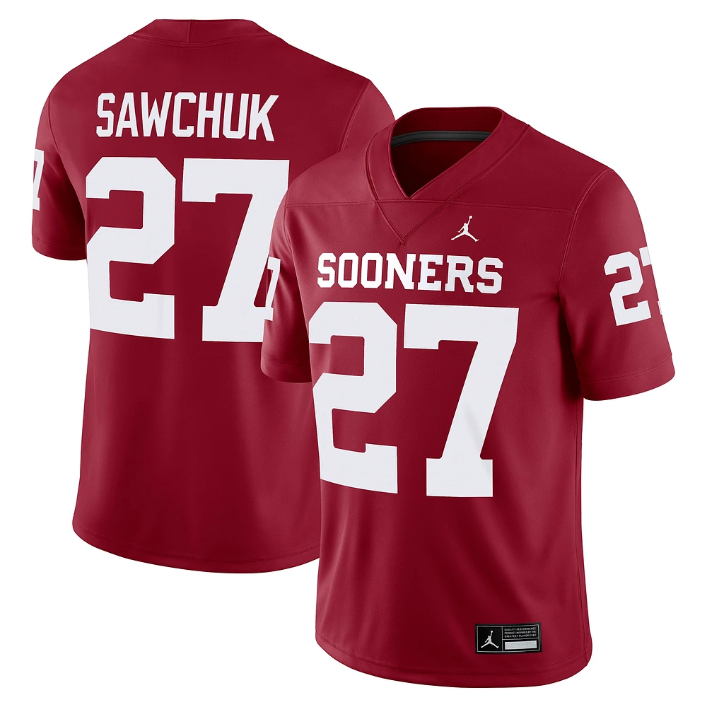 Maillot de football Jordan Brand Gavin Sawchuk Crimson Oklahoma Sooners NIL pour homme