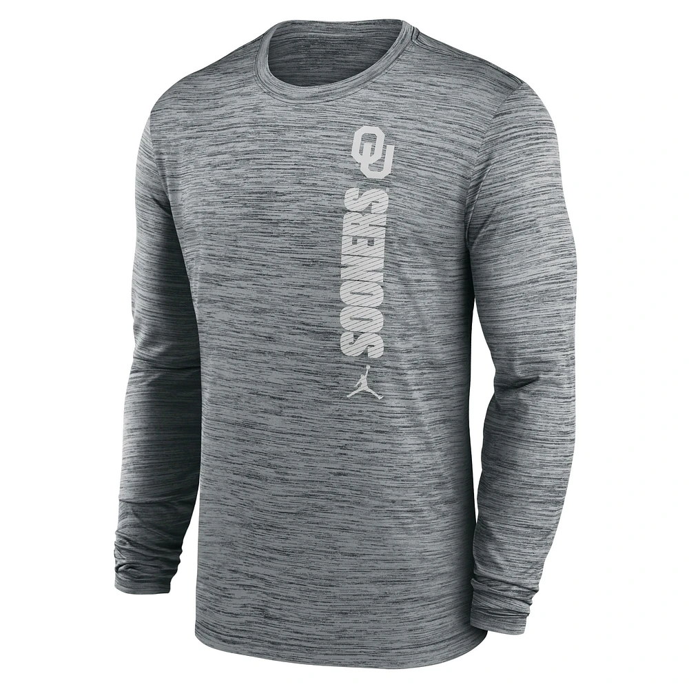 Men's Jordan Brand Oklahoma Sooners Sideline Velocity Performance Long Sleeve T-Shirt