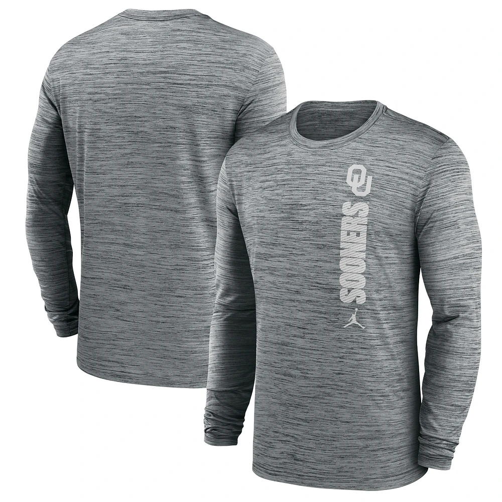 Men's Jordan Brand Oklahoma Sooners Sideline Velocity Performance Long Sleeve T-Shirt
