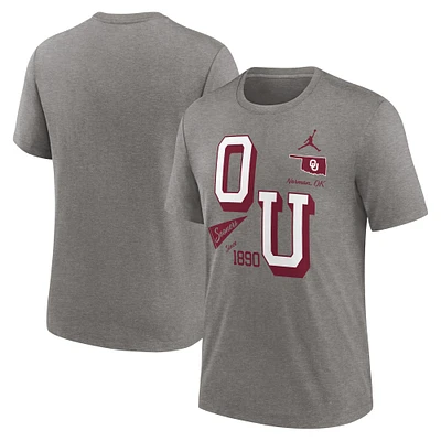 Men's Jordan Brand Heather Gray Oklahoma Sooners Blitz Roll Call Tri-Blend T-Shirt