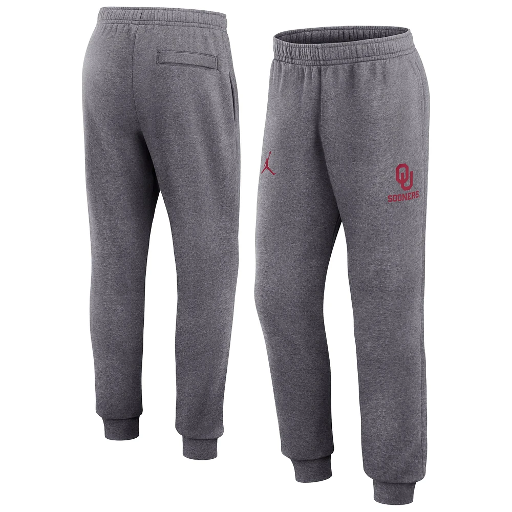 Men's Jordan Brand Heather Gray Oklahoma Sooners Primetime Club Fleece Jogger Pants