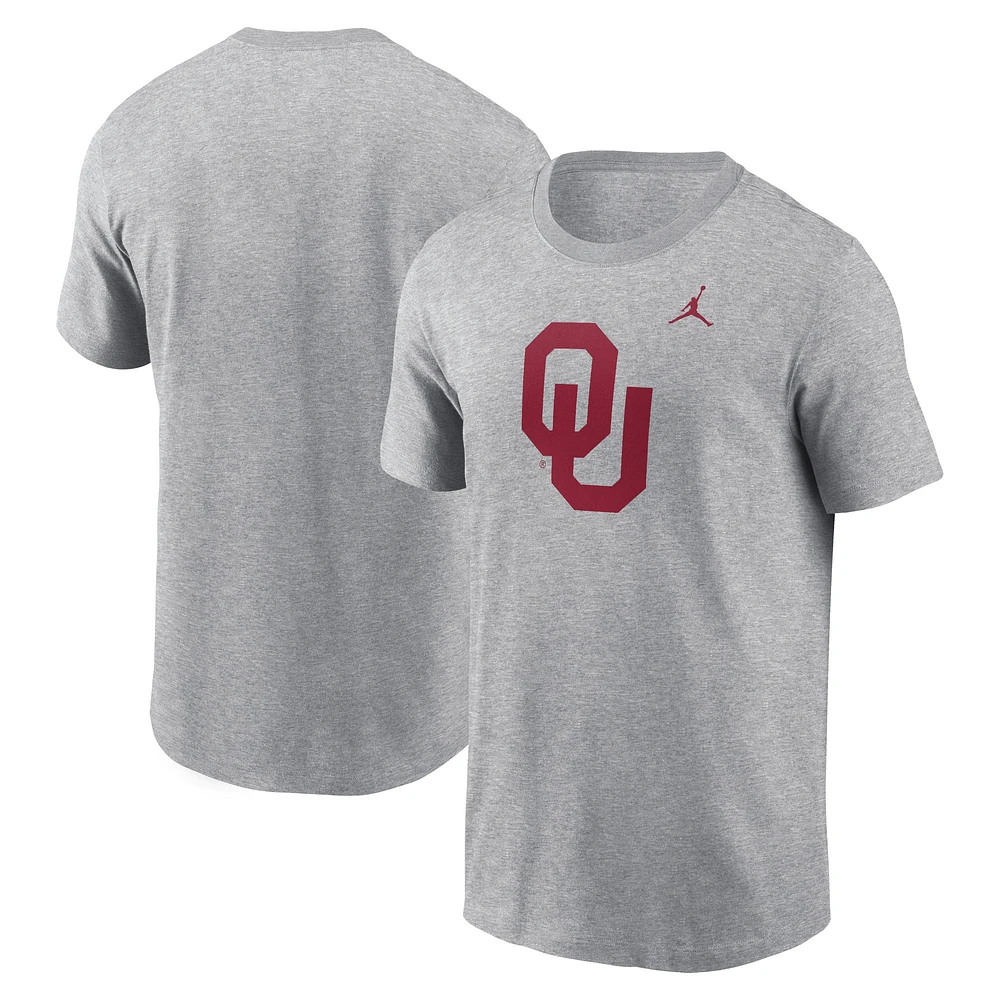 Men's Jordan Brand Heather Gray Oklahoma Sooners Primetime Evergreen Logo T-Shirt