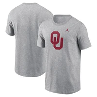 T-shirt Jordan Brand pour hommes, gris chiné, Oklahoma Sooners Primetime Evergreen Logo